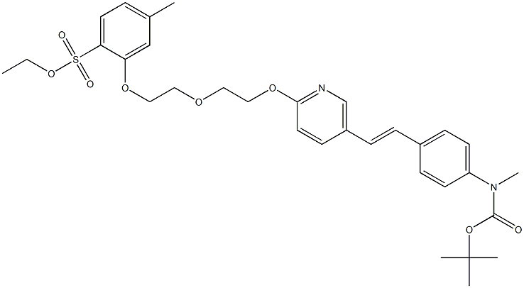 (E)-2-[2-[2-[5-[4-[tert-butoxycarbonyl[methyl]amino]styryl]pyridine-2-yloxy]ethoxy]ethoxy]ethyl 4-methylbenzenesulfonate CAS#: 1205550-99-7