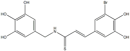 (E)-3-(3-bromo-4,5-dihydroxyphenyl)-N-(3,4,5-trihydroxybenzyl)prop-2-enethioamide CAS#: 1384426-12-3