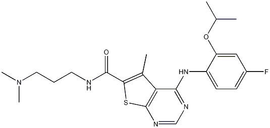 N-(3-(dimethylamino)propyl)-4-(4-fluoro-2-isopropoxyphenylamino)-5-methylthieno[2,3-d]pyrimidine-6-carboxamide CAS#: 1211758-28-9