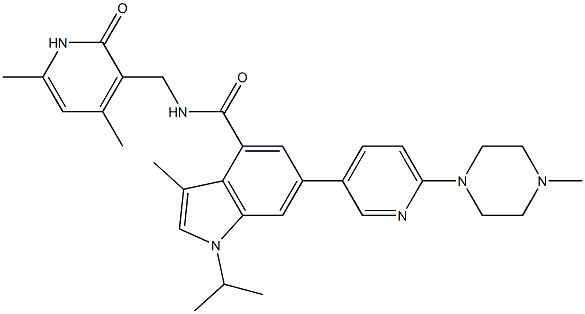 N-((4,6-dimethyl-2-oxo-1,2-dihydropyridin-3-yl)methyl)-1-isopropyl-3-methyl-6-(6-(4-methylpiperazin-1-yl)pyridin-3-yl)-1H-indole-4-carboxamide CAS#: 1346572-63-1