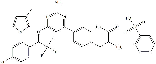(S)-2-amino-3-(4-(2-amino-6-((R)-1-(4-chloro-2-(3-methyl-1H-pyrazol-1-yl)phenyl)-2,2,2-trifluoroethoxy)pyrimidin-4-yl)phenyl)propanoic acid benzenesulfonic acid CAS#: 1374745-52-4