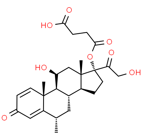 Structure of methylprednisolone 17-hemisuccinate CAS 77074-42-1