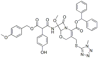 benzhydryl 7-[[2-(4-hydroxyphenyl)-3-(4-methoxybenzyloxy)-3-oxopropionyl]amino]-7-methoxy-3-[[(1-methyl-1H-tetrazol-5-yl)thio]methyl]-8-oxo-5-oxa-1-azabicyclo[4.2.0]oct-2-ene-2-carboxylate CAS#: 70653-54-2