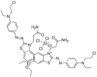 bis[3-(3-amino-3-oxopropyl)-2-[[4-[(2-chloroethyl)ethylamino]phenyl]azo]-6-ethoxybenzothiazolium] tetrachlorozincate CAS#: 72245-63-7