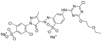 disodium 2,5-dichloro-4-[4-[[3-[[4-chloro-6-(2-ethoxyethoxy)-1,3,5-triazin-2-yl]amino]-6-sulphonatophenyl]azo]-4,5-dihydro-3-methyl-5-oxo-1H-pyrazol-1-yl]benzenesulphonate CAS#: 72214-19-8