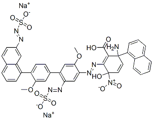 disodium hydrogen 2-[[2-amino-6-[[3,3'-dimethoxy-4'-[(1-naphthyl-6-sulphonato)azo][1,1'-biphenyl]-4-yl]azo]-5-hydroxy-1-naphthyl-7-sulphonato]azo]-5-nitrobenzoate CAS#: 71278-41-6