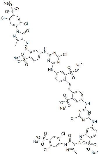 hexasodium 4,4'-bis[[4-chloro-6-[[3-[[1-(2,5-dichloro-4-sulphonatophenyl)-4,5-dihydro-3-methyl-5-oxo-1H-pyrazol-4-yl]azo]-4-sulphonatophenyl]amino]-1,3,5-triazin-2-yl]amino]stilbene-2,2'-disulphonate CAS#: 70224-83-8