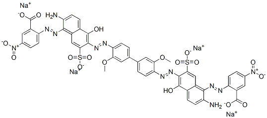 tetrasodium 2,2'-[(3,3'-dimethoxy[1,1'-biphenyl]-4,4'-diyl)bis[azo(2-amino-5-hydroxy-7-sulphonato-6,1-naphthylene)azo]]bis[5-nitrobenzoate] CAS#: 70210-33-2
