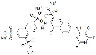 tetrasodium 7-[[6-[(5-chloro-2,6-difluoro-4-pyrimidinyl)amino]-1-hydroxy-3-sulphonato-2-naphthyl]azo]naphthalene-1,3,6-trisulphonate CAS#: 71720-91-7