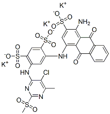 tripotassium 4-[(4-amino-9,10-dihydro-9,10-dioxo-3-sulphonato-1-anthryl)amino]-6-[[5-chloro-6-methyl-2-(methylsulphonyl)pyrimidin-4-yl]amino]benzene-1,3-disulphonate CAS#: 72639-33-9