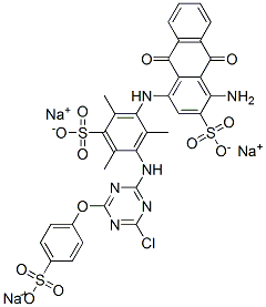 trisodium 1-amino-4-[[3-[[4-chloro-6-(4-sulphonatophenoxy)-1,3,5-triazin-2-yl]amino]-2,4,6-trimethyl-5-sulphonatophenyl]amino]-9,10-dihydro-9,10-dioxoanthracene-2-sulphonate CAS#: 70900-41-3