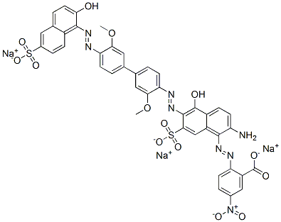 trisodium 2-[[2-amino-5-hydroxy-6-[[4'-[(2-hydroxy-6-sulphonato-1-naphthyl)azo]-3,3'-dimethoxy[1,1'-biphenyl]-4-yl]azo]-7-sulphonato-1-naphthyl]azo]-5-nitrobenzoate CAS#: 71566-41-1