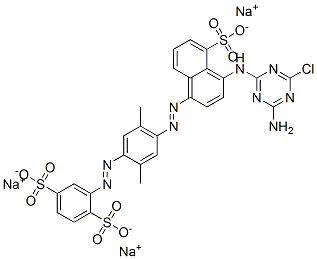 trisodium 2-[[4-[[4-[(4-amino-6-chloro-1,3,5-triazin-2-yl)amino]-5-sulphonatonaphthyl]azo]-2,5-dimethylphenyl]azo]benzene-1,4-disulphonate CAS#: 70210-13-8