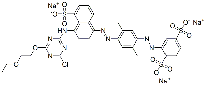 trisodium 2-[[4-[[4-[[4-chloro-6-(2-ethoxyethoxy)-1,3,5-triazin-2-yl]amino]-5-sulphonato-1-naphthyl]azo]-2,5-dimethylphenyl]azo]benzene-1,4-disulphonate CAS#: 71033-20-0