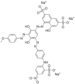 trisodium 4-[[2,4-dihydroxy-3-[(4-methoxyphenyl)azo]-5-[[4-[(4-nitro-2-sulphonatophenyl)amino]phenyl]azo]phenyl]azo]-5-hydroxynaphthalene-2,7-disulphonate CAS#: 70210-23-0