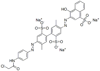 trisodium 4-[[4-[(chloroacetyl)amino]phenyl]azo]-4'-[(1-hydroxy-4-sulphonato-2-naphthyl)azo]-5,5'-dimethyl[1,1'-biphenyl]-2,2'-disulphonate CAS#: 71720-94-0