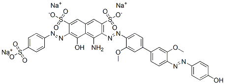 trisodium 4-amino-5-hydroxy-3-[[4'-[(4-hydroxyphenyl)azo]-3,3'-dimethoxy[1,1'-biphenyl]-4-yl]azo]-6-[(4-sulphonatophenyl)azo]naphthalene-2,7-disulphonate CAS#: 70632-07-4