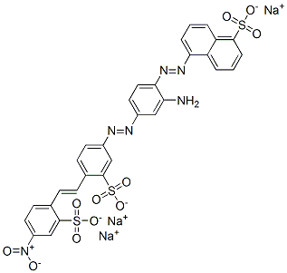 trisodium 5-[[2-amino-4-[[4-[2-(4-nitro-2-sulphonatophenyl)vinyl]-3-sulphonatophenyl]azo]phenyl]azo]naphthalene-1-sulphonate CAS#: 72496-85-6