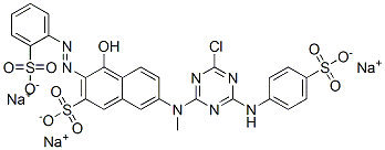 trisodium 7-[[4-chloro-6-[(4-sulphonatophenyl)amino]-1,3,5-triazin-2-yl]methylamino]-4-hydroxy-3-[(2-sulphonatophenyl)azo]naphthalene-2-sulphonate CAS#: 70210-43-4