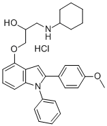 1-(Cyclohexylamino)-3-((2-(4-methoxyphenyl)-1-phenyl-1H-indol-4-yl)oxy )-2-propanol HCl CAS#: 76423-55-7