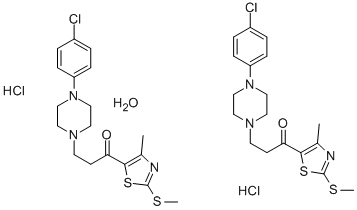 1-Propanone, 3-(4-(4-chlorophenyl)-1-piperazinyl)-1-(4-methyl-2-(methy lthio)-5-thiazolyl)-, hydrochloride, hydrate (2:2:1) CAS#: 75449-06-8