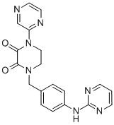 1-Pyrazinyl-4-((4-(2-pyrimidinylamino)phenyl)methyl)-2,3-piperazinedio ne CAS#: 77917-35-2