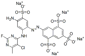 1,3,5-Naphthalenetrisulfonic acid, 7-[[4-amino-2-[(5-chloro- 2-fluoro-6-methyl-4-pyrimidinyl)amino]-5-sulfophenyl ]azo]-, tetrasodium salt CAS#: 75198-88-8