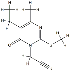 1(6H)-Pyrimidineacetonitrile,5-ethyl-4-methyl-2-(methylthio)-6-oxo-(9CI) CAS#: 799801-37-9