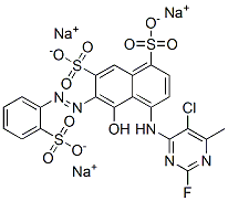 1,7-Naphthalenedisulfonic acid, 4-[(5-chloro-2-fluoro-6-methyl- 4-pyrimidinyl)amino]-5-hydroxy-6-[(2-sulfophenyl )azo]-, trisodium salt CAS#: 75198-87-7