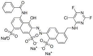 1,7-Naphthalenedisulfonic acid, 4-(benzoylamino)-6-[[5-[[ (5-chloro-2,6-difluoro-4-pyrimidinyl)amino]methyl ]-1-sulfo-2-naphthalenyl]azo]-5-hydroxy-, trisodium salt CAS#: 73019-06-4