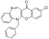 (1)Benzopyrano(2,3-b)(1,5)benzodiazepin-13(6H)-one, 2-chloro-6-(phenyl methyl)- CAS#: 77436-72-7