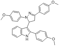 1H-Indole, 3-(1,3-bis(4-methoxyphenyl)-4,5-dihydro-1H-pyrazol-5-yl)-2- (4-methoxyphenyl)- CAS#: 76195-70-5