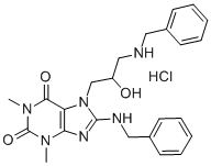 1H-Purine-2,6-dione, 3,7-dihydro-1,3-dimethyl-7-(2-hydroxy-3-((phenylm ethyl)amino)propyl)-8-((phenylmethyl)amino)-, monohydrochloride CAS#: 78721-09-2