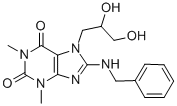 1H-Purine-2,6-dione, 3,7-dihydro-7-(2,3-dihydroxypropyl)-1,3-dimethyl- 8-((phenylmethyl)amino)- CAS#: 78740-20-2