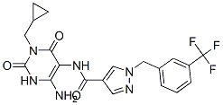 1H-Pyrazole-4-carboxamide,  N-[4-amino-1-(cyclopropylmethyl)-1,2,3,6-tetrahydro-2,6-dioxo-5-pyrimidinyl]-1-[[3-(trifluoromethyl)phenyl]methyl]- CAS#: 752222-86-9