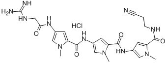 1H-Pyrrole-2-carboxamide, 4-(((4-((((aminoiminomethyl)amino)acetyl)ami no)-1-methyl-1H-pyrrol-2-yl)carbonyl)amino)-N-(5-(((2-cyanoethyl)amino )carbonyl)-1-methyl-1H-pyrrol-3-yl)-1-methyl-, monohydrochloride CAS#: 74671-14-0