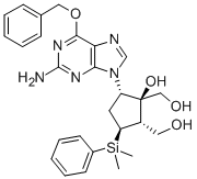 [(1S,2S,3S,5S)-5-[2-Amino-6-(benzyloxy)-9H-purin-9-yl]-3-[dimethyl(phenyl)silyl]-1-hydroxycyclopentane-1,2-diyl]dimethanol CAS#: 701278-05-9