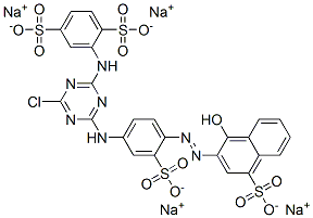 2-[[4-Chloro-6-[[4-[(1-hydroxy-4-sulfo-2-naphthalenyl)azo]-3-sulfophenyl]amino]-1,3,5-triazin-2-yl]amino]-1,4-benzenedisulfonic acid tetrasodium salt CAS#: 73309-43-0