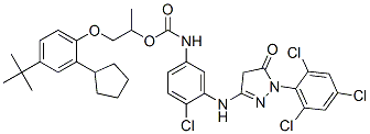 2-[4-(tert-butyl)-2-cyclopentylphenoxy]-1-methylethyl [4-chloro-3-[[4,5-dihydro-5-oxo-1-(2,4,6-trichlorophenyl)-1H-pyrazol-3-yl]amino]phenyl]carbamate CAS#: 75202-23-2