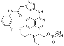 2-[Ethyl[3-[[4-[[1-[2-[(3-fluorophenyl)amino]-2-oxoethyl]-1H-pyrazol-4-yl]amino]quinazolin-7-yl]oxy]propyl]amino]ethyl dihydrogen phosphate CAS#: 786685-53-8