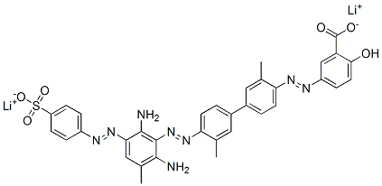 2-Hydroxy-5-[4'-[2,6-diamino-3-methyl-5-(p-sulfophenylazo)phenylazo]-3,3'-dimethyl-4-biphenylylazo]benzoic acid dilithium salt CAS#: 73718-61-3