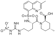 2-PIPERIDINECARBOXYLIC ACID, 1-[5-[IMINO(NITROAMINO)METHYL]AMINO]-2-[[(3-METHYL-8-QUINOLINYL)SULFONYL]AMINO]-1-OXOPENTYL]-4-METHYL-,[2R-[1(S*), 2ALPHA, 4BETA]]- CAS#: 74874-10-5