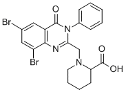2-Piperidinecarboxylic acid, 1-((6,8-dibromo-3,4-dihydro-4-oxo-3-pheny l-2-quinazolinyl)methyl)- CAS#: 77161-19-4