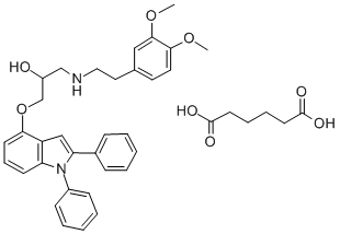 2-Propanol, 1-((2-(3,4-dimethoxyphenyl)ethyl)amino)-3-((1,2-diphenyl-1 H-indol-4-yl)oxy)-, hexanedioate (1:1) (salt) CAS#: 76410-37-2
