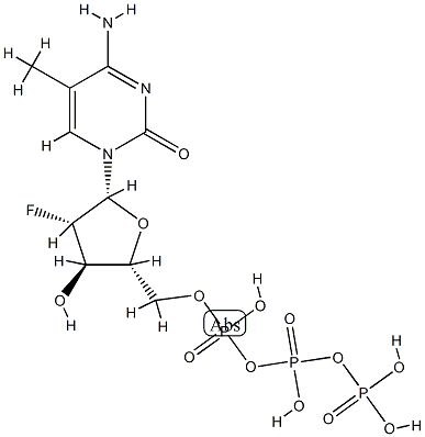 2(1H)-Pyrimidinone, 4-amino-1-(2-deoxy-2-fluoro-5-O-(hydroxy((hydroxy( phosphonooxy)phosphinyl)oxy)phosphinyl)-beta-D-arabinofuranosyl)-5-met hyl- CAS#: 79570-62-0