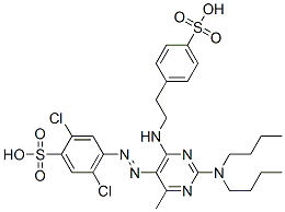 2,5-Dichloro-4-[[2-(dibutylamino)-4-methyl-6-[[2-(4-sulfophenyl)ethyl]amino]-5-pyrimidinyl]azo]benzenesulfonic acid CAS#: 72797-19-4