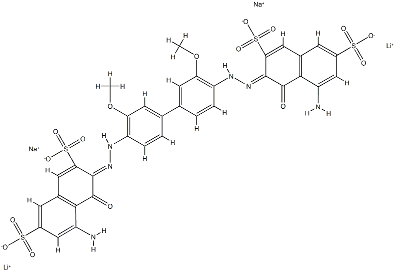 2,7-Naphthalenedisulfonic acid, 3,3'-[(3,3'-dimethoxy[1,1'- biphenyl]-4,4'-diyl)bis(azo)]bis[5-amino-4-hydroxy -, dilithium disodium salt CAS#: 75659-73-3
