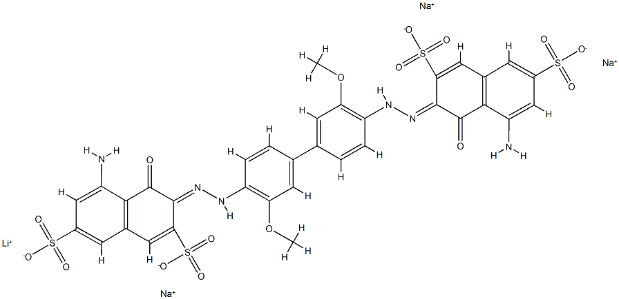 2,7-Naphthalenedisulfonic acid, 3,3'-[(3,3'-dimethoxy[1,1'- biphenyl]-4,4'-diyl)bis(azo)]bis[5-amino-4-hydroxy -, monolithium trisodium salt CAS#: 75659-72-2