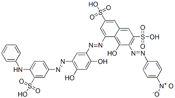 2,7-Naphthalenedisulfonic acid, 5-[[2,4-dihydroxy-5-[[4-( phenylamino)-3-sulfophenyl]azo]phenyl]azo]-4-hydroxy -3-[(4-nitrophenyl)azo]- CAS#: 72138-99-9