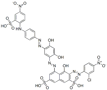 3-[(2-Chloro-4-nitrophenyl)azo]-5-[[2,4-dihydroxy-5-[[4-[(4-nitro-2-sulfophenyl)amino]phenyl]azo]phenyl]azo]-4-hydroxy-2,7-naphthalenedisulfonic acid CAS#: 72139-01-6